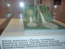 Maketa skakalnice v Planici, narejena po Boudkovih načrtih. Tehniški muzej Slovenije. Foto: a.k.m.